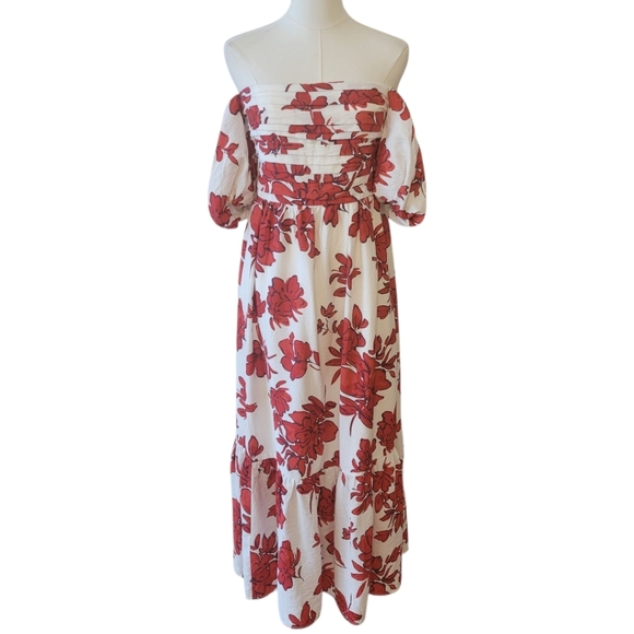 Abercrombie & Fitch Emerson Floral Off the Shoulder Maxi Dress Size Med Petite - Picture 3 of 7